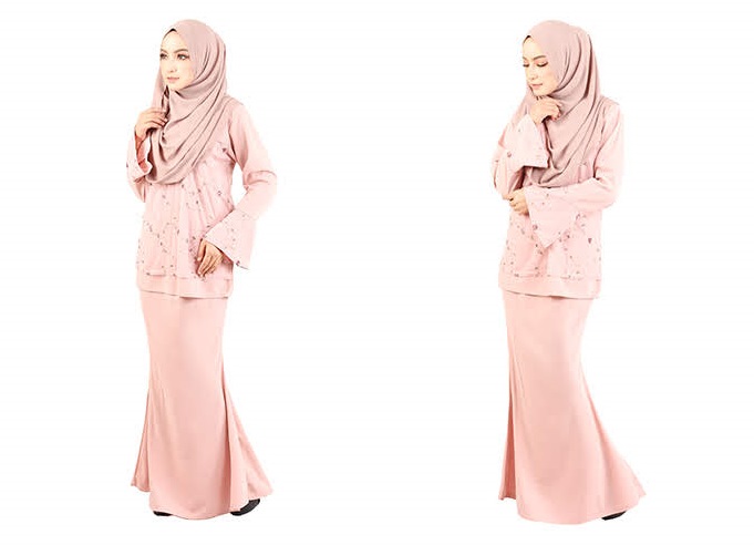 QA-418 Modern Lace Baju Kurung Pink