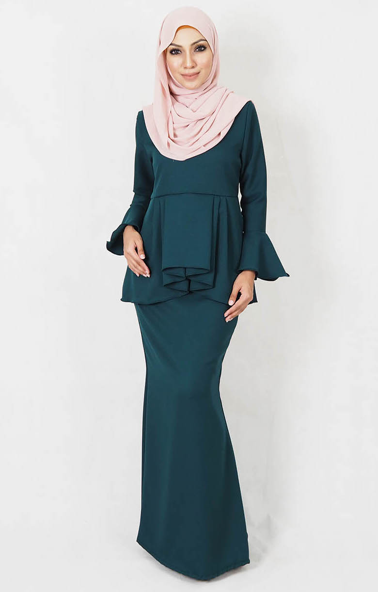 SW4979 Baju Kurung (Breastfeed Plus Size) Emerald Green