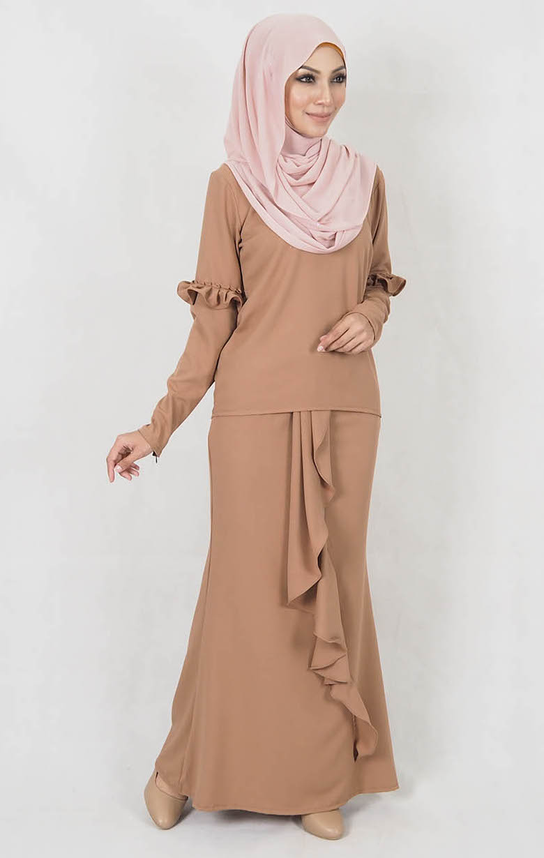 SW4980 Baju Kurung (Breastfeed Plus Size) Dark Brown
