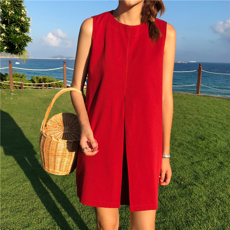 VW12281 Stylish Loose Dress Red