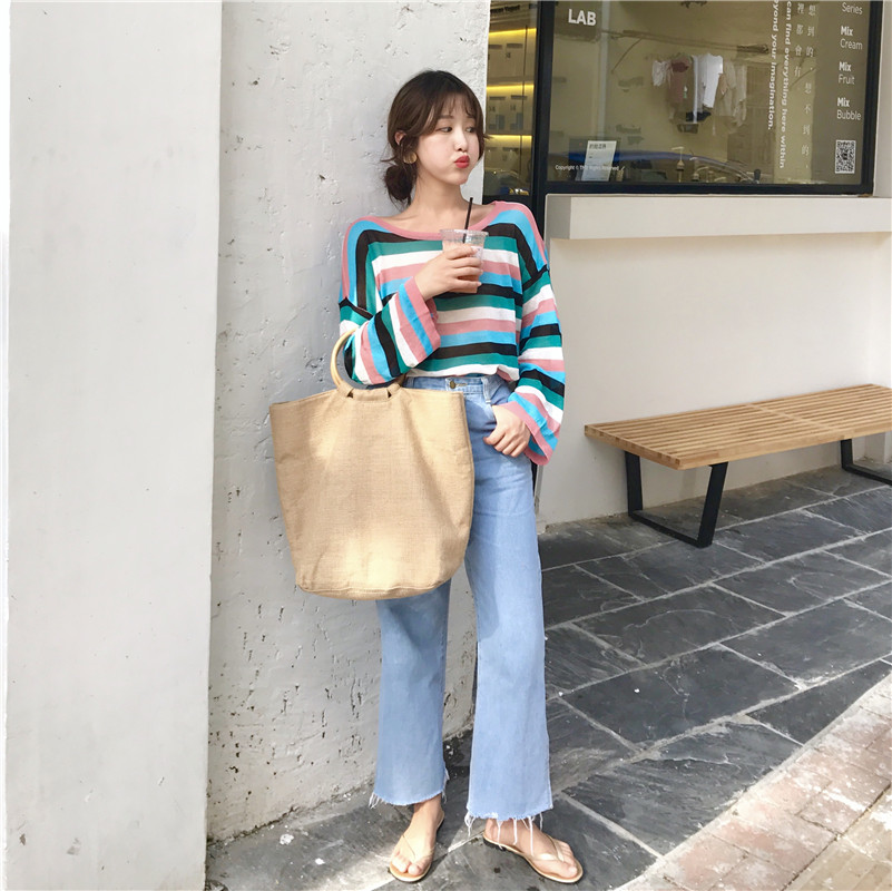 VW12294 Charming Colourful Stripe Top Pink