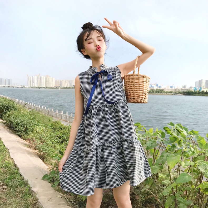 VW12295 Sweet Checker Dress Black