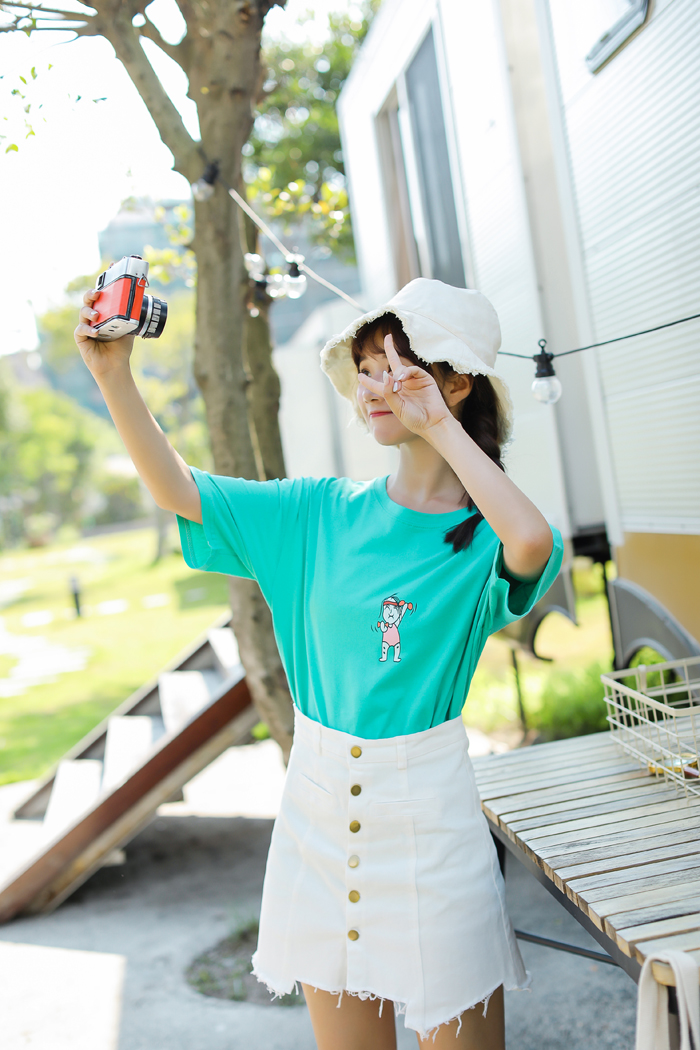 VW12298 Cute Loose Top Green