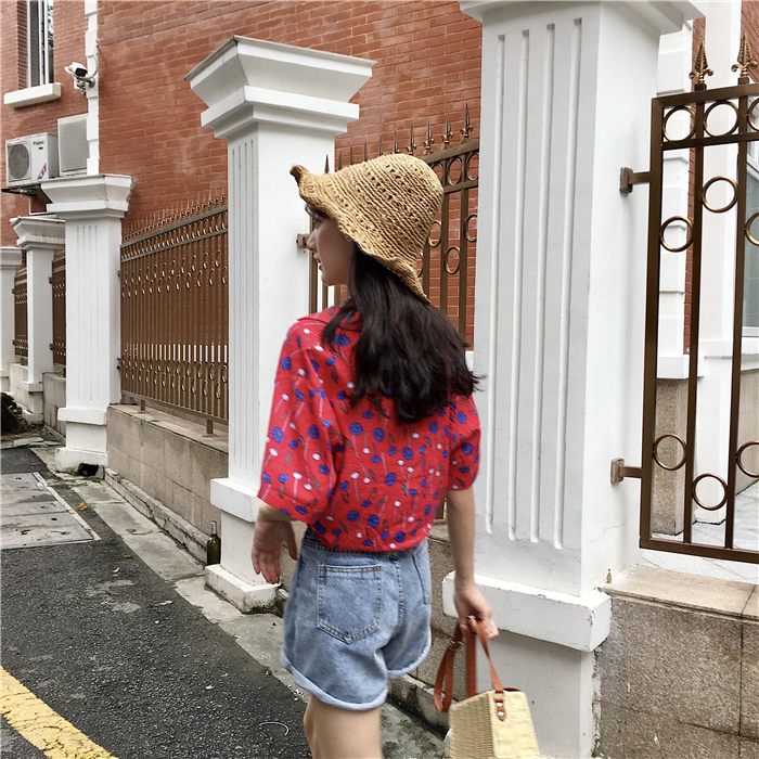 VW12303 Lovely Floral Top Red