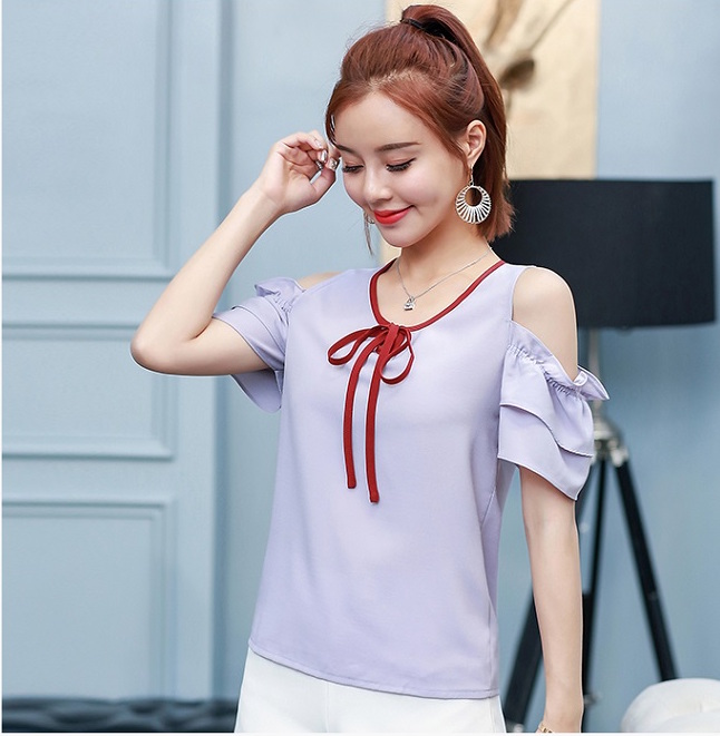 VW12304 Fashion Chiffon Top Purple