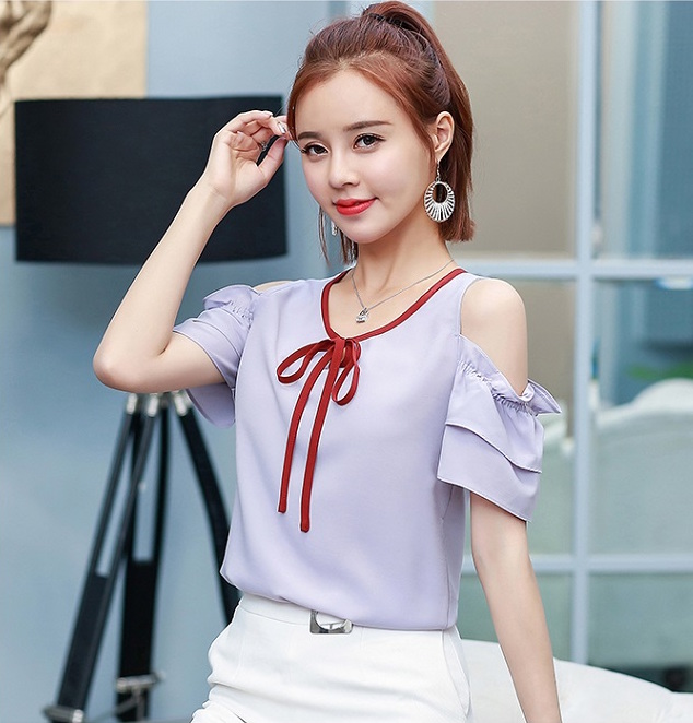 VW12304 Fashion Chiffon Top Purple