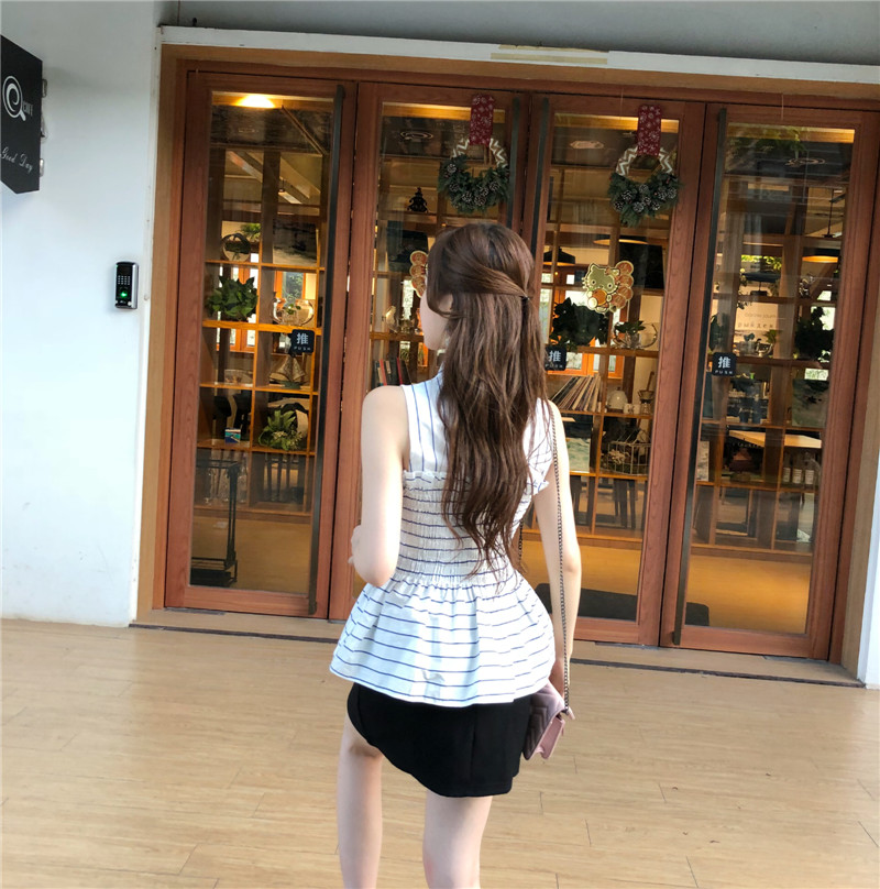 VW12308 Trendy Stripe Top Blue