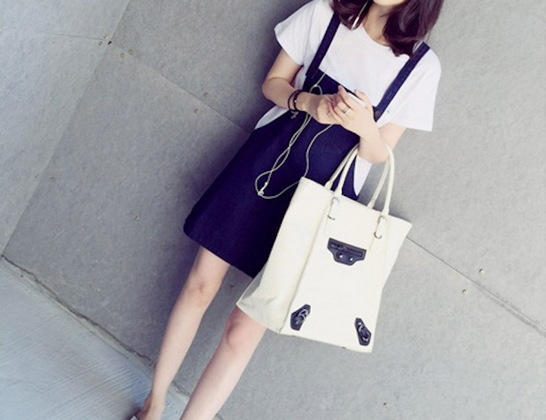 WD21532 Denim Strap Dress Blue