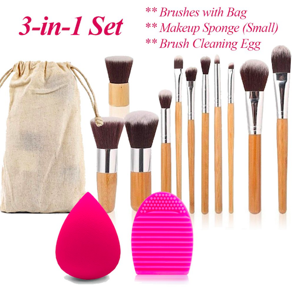 BL5015 3 in 1 Bamboo Makeup Brush Set As Picture