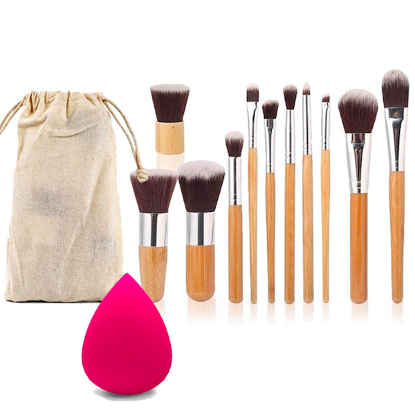 BL5016 2 in 1 Bamboo Makeup Brush Set As Picture