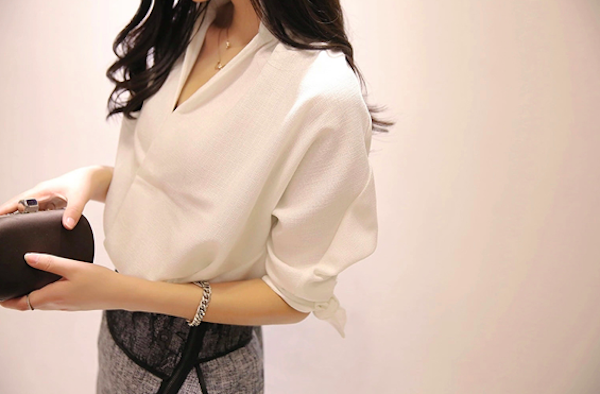 BM71085 Loose Collar Top White