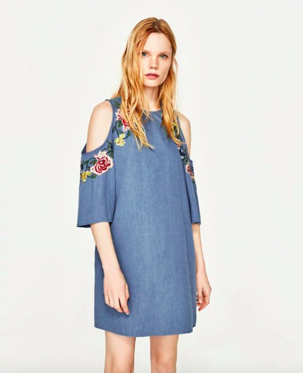 BM71069 Embellished Denim Dress Blue