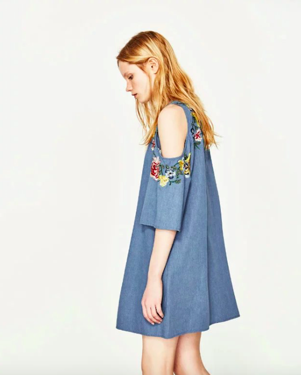 BM71069 Embellished Denim Dress Blue