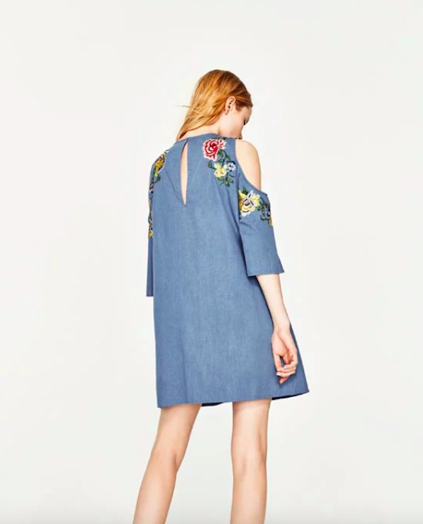 BM71069 Embellished Denim Dress Blue