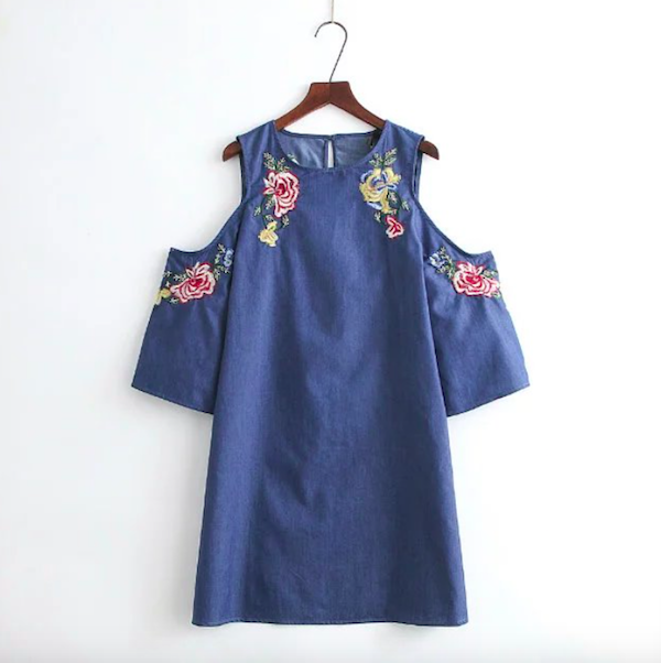 BM71069 Embellished Denim Dress Blue