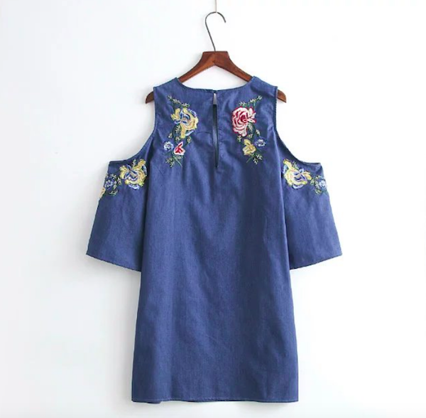 BM71069 Embellished Denim Dress Blue