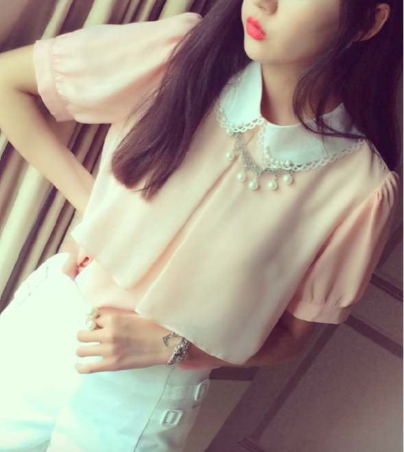 BM71081 Sweet Round Collar Neck Pink