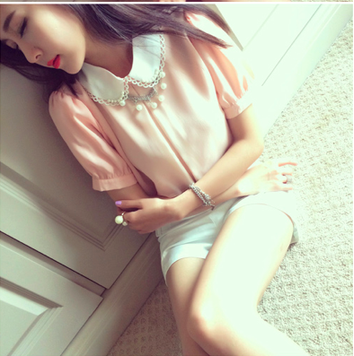 BM71081 Sweet Round Collar Neck Pink