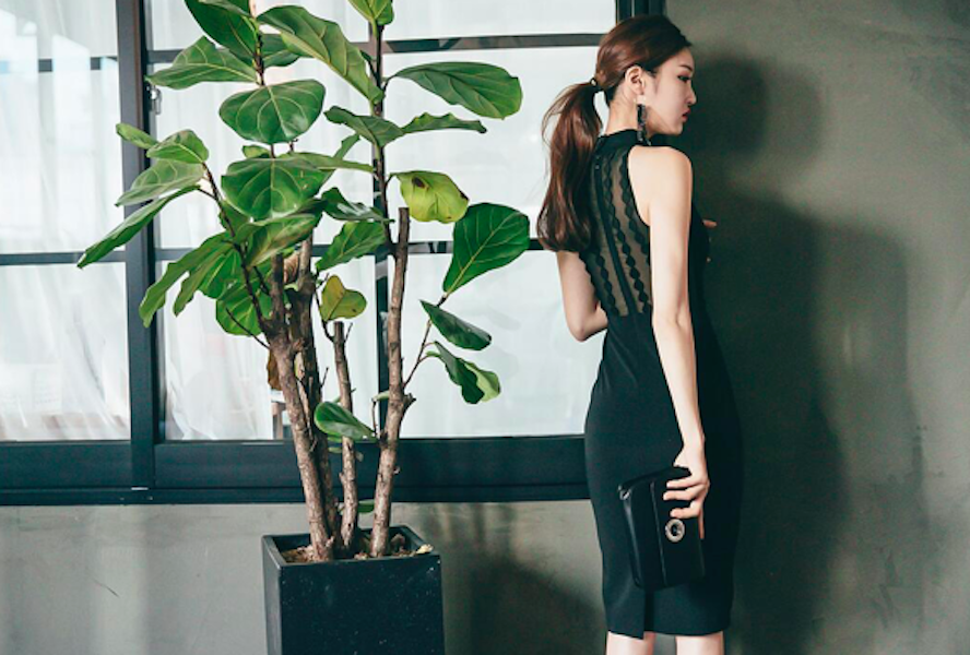 BM71084 Halter Neck Hugging Dress Black