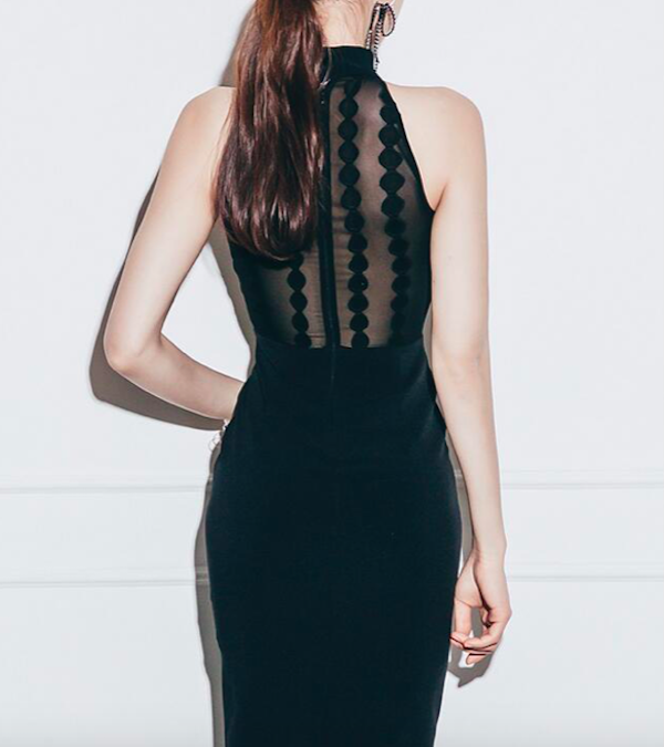 BM71084 Halter Neck Hugging Dress Black