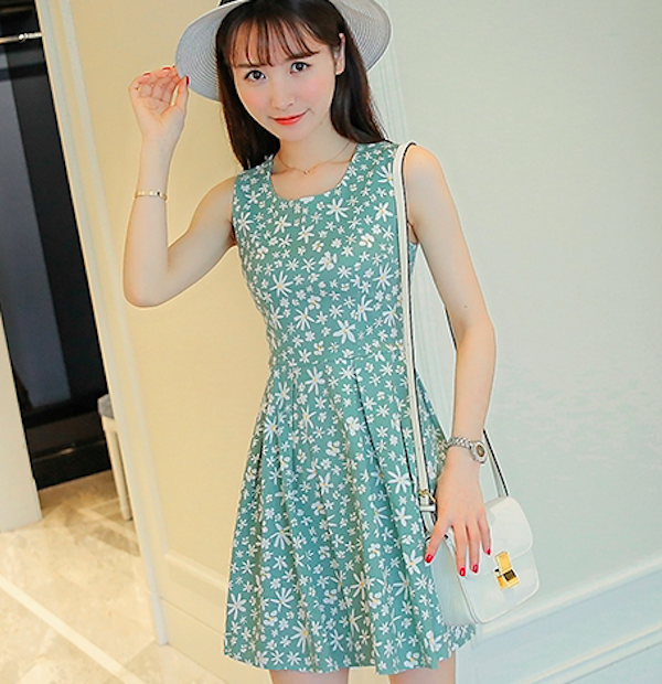 BM71091 Sweet Square Neck Dress Mint