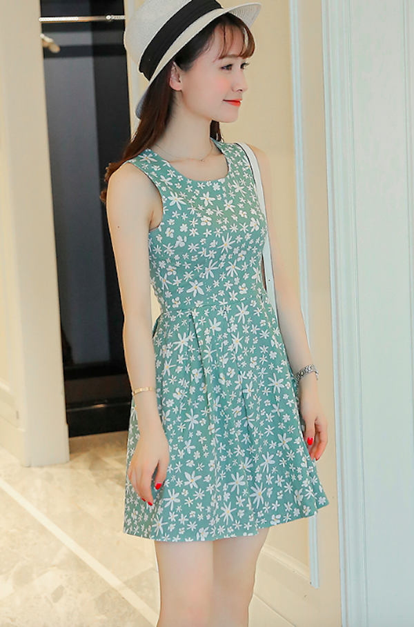 BM71091 Sweet Square Neck Dress Mint