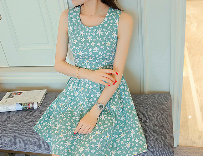 BM71091 Sweet Square Neck Dress Mint