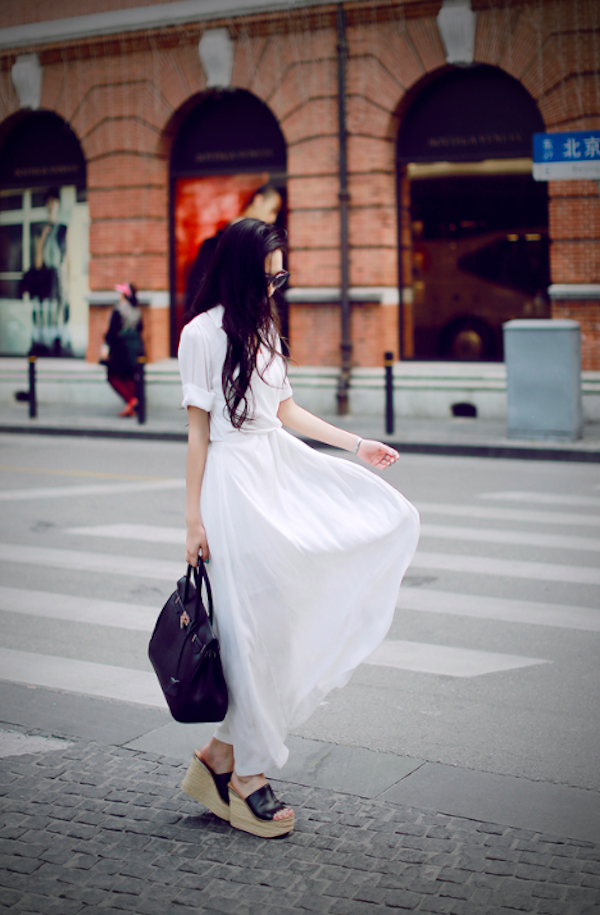 BM71100 Collar Slit Dress White
