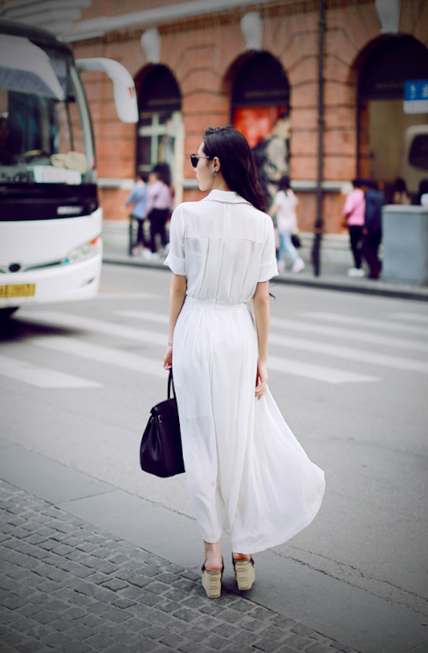 BM71100 Collar Slit Dress White