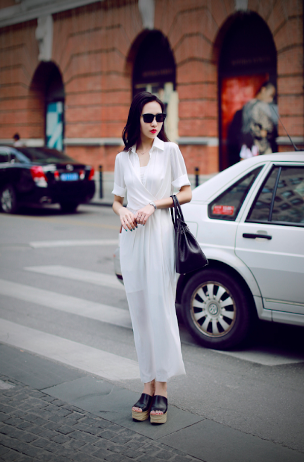 BM71100 Collar Slit Dress White