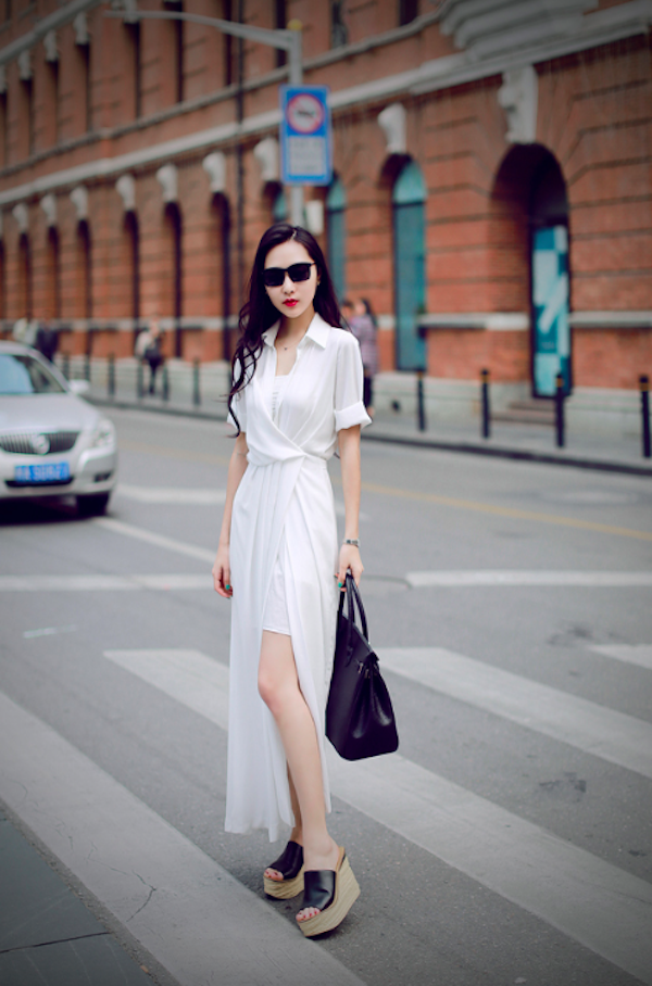 BM71100 Collar Slit Dress White