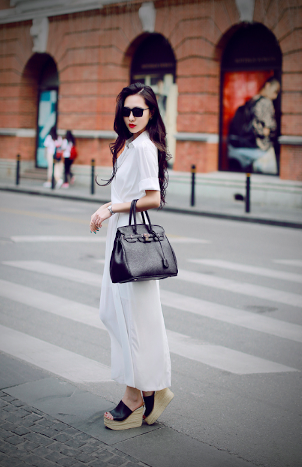 BM71100 Collar Slit Dress White