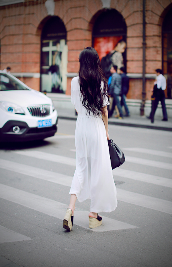 BM71100 Collar Slit Dress White