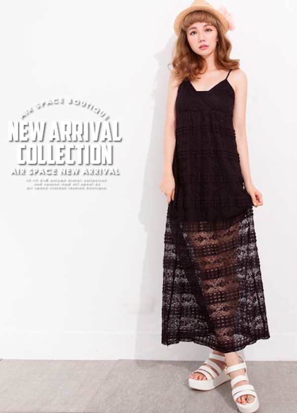 BM71102 Lovely Plunge Lace Dress Black