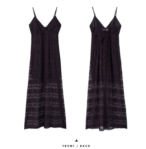 BM71102 Lovely Plunge Lace Dress Black