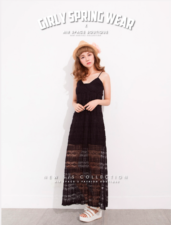 BM71102 Lovely Plunge Lace Dress Black