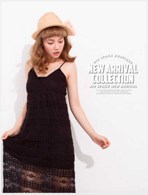 BM71102 Lovely Plunge Lace Dress Black