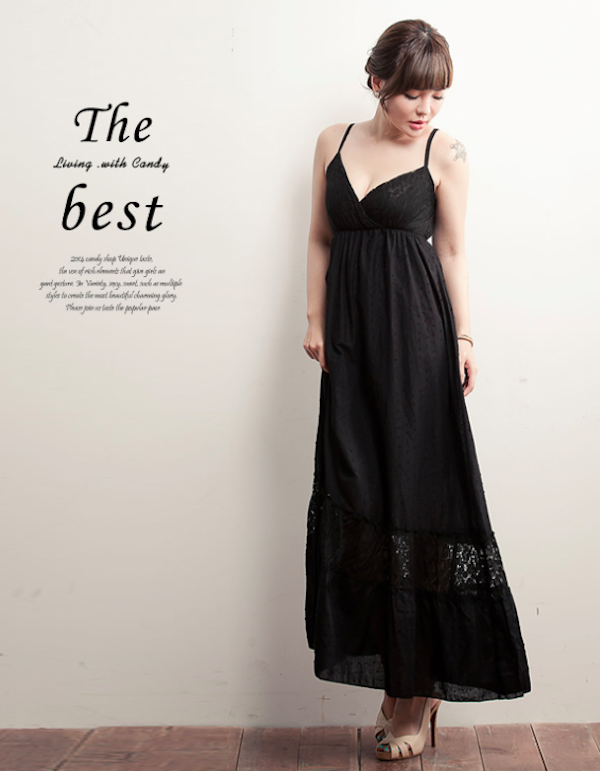 BM71103 Plunge Strap Dress Black