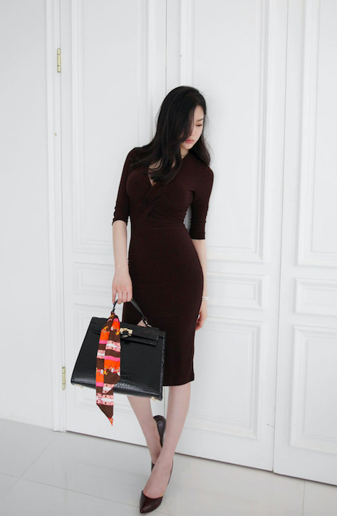 BM71105 Bodycon Plunge Dress As Picture