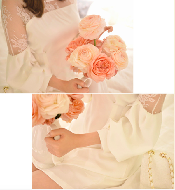 BM71107 Elegant Balloon Sleeves Dress