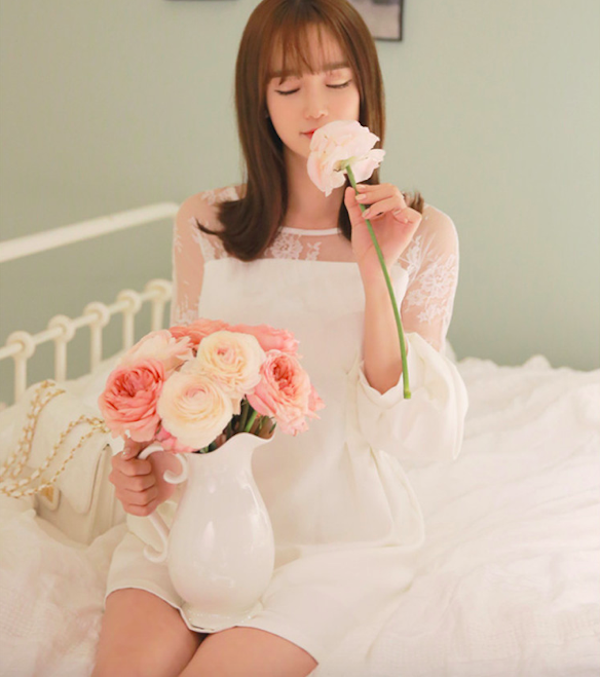 BM71107 Elegant Balloon Sleeves Dress