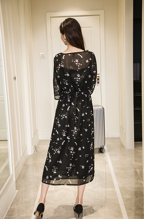 ND0003 Stylish Floral Dress Black