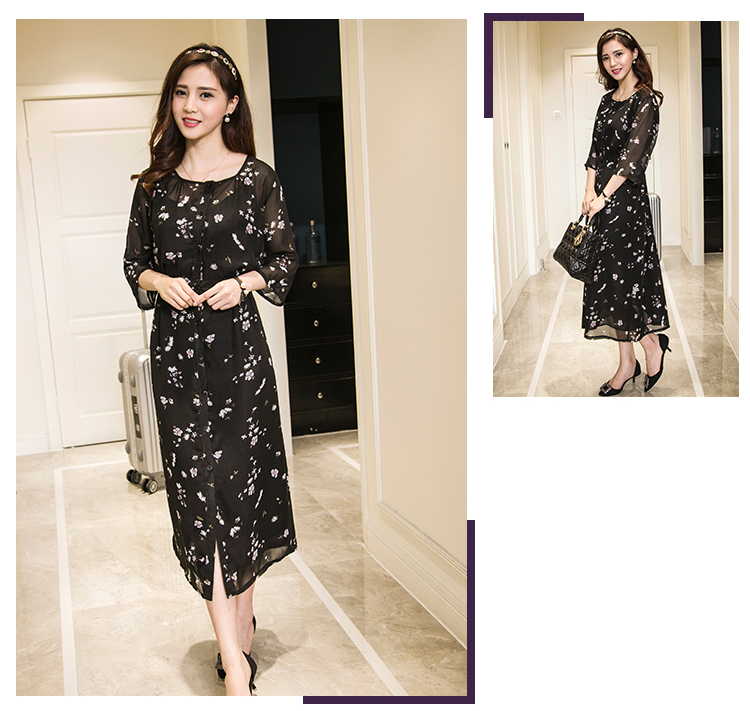 ND0003 Stylish Floral Dress Black