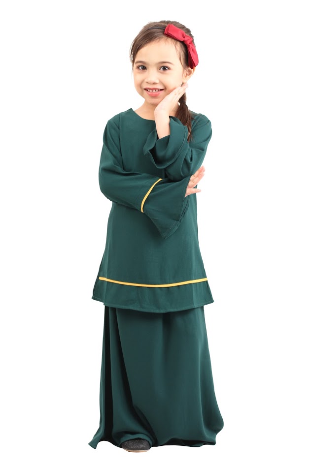 QA-426 Kids Modern Baju Kurung Green