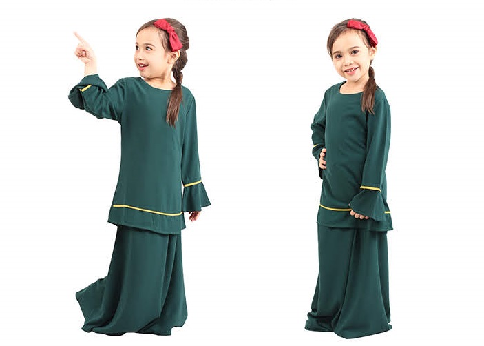 QA-426 Kids Modern Baju Kurung Green