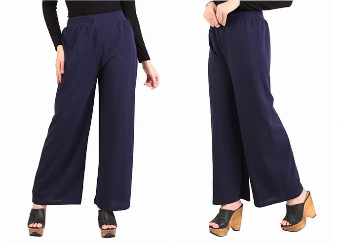 QA-440 Women Flare Palazzo Navy Blue