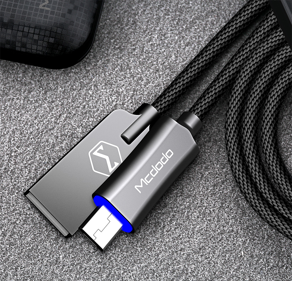 Micro USB Smart LED Auto-Disconnect Cable (Black)