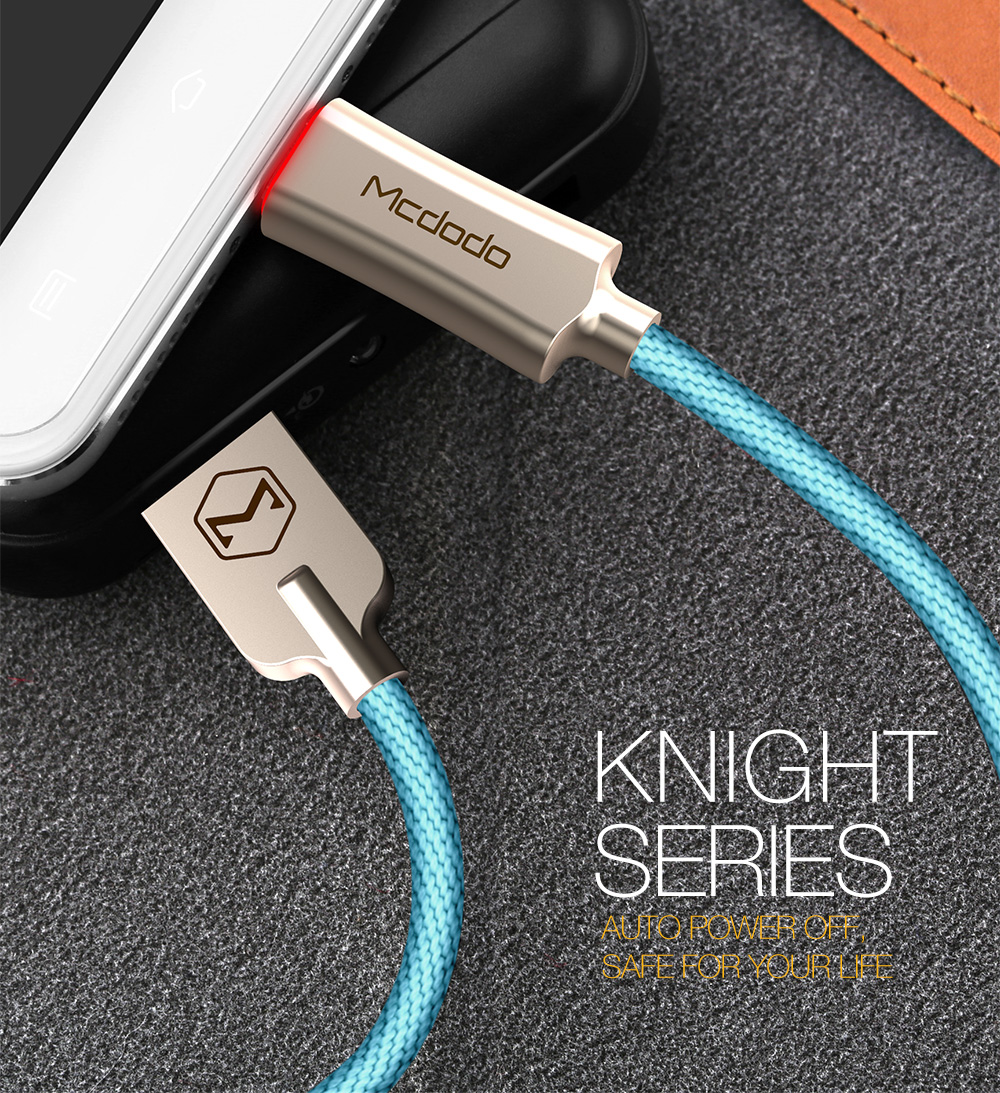 Micro USB Smart LED Auto-Disconnect Cable (Black)