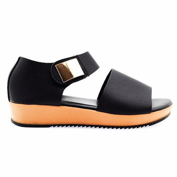 RS001 Comfy Peep Toe Flat Sandal Black