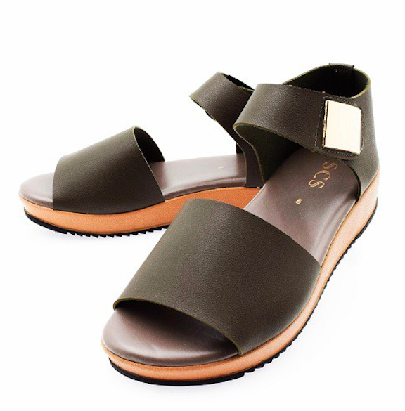 RS001 Comfy Peep Toe Flat Sandal Green